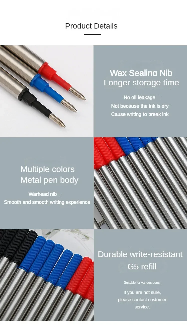 3/20 PCS Metal Refills 0.5mm for Roller Ballpoint Pen Business Pen Ball Pen Refills 11cm Length Office School Supply Stationery