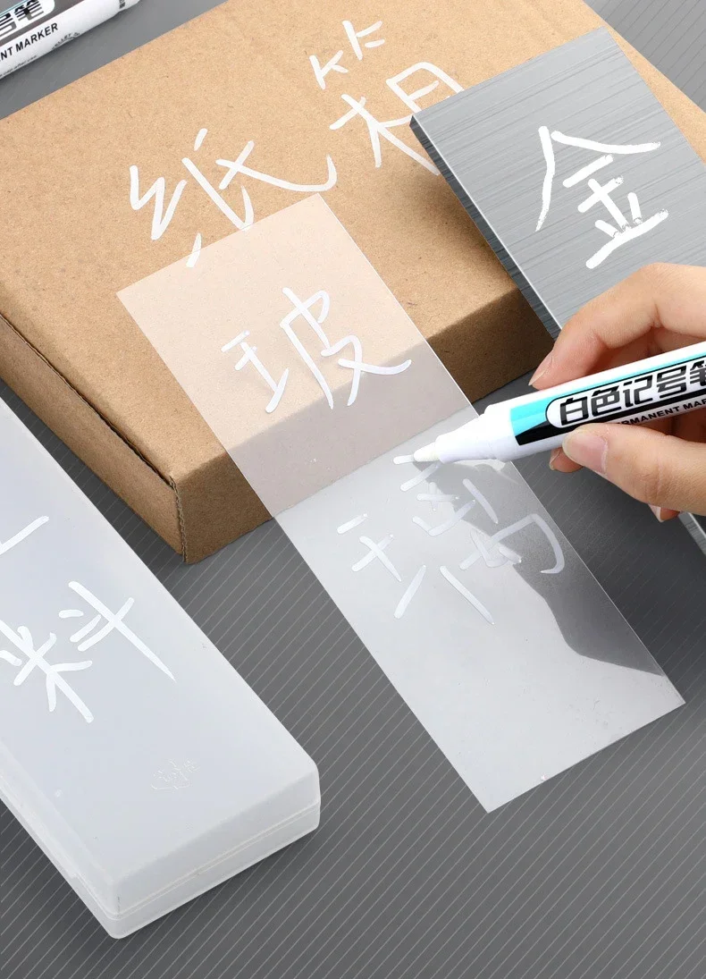 1/5 PCS White Marker Pens Oily Waterproof White Graffiti Sketching Markers Stationery Deep Hole Marker White Permanent Paint