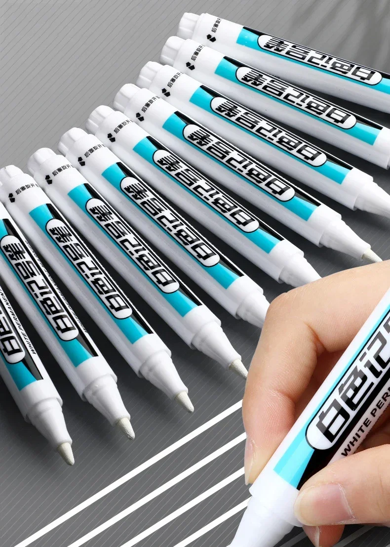 1/5 PCS White Marker Pens Oily Waterproof White Graffiti Sketching Markers Stationery Deep Hole Marker White Permanent Paint