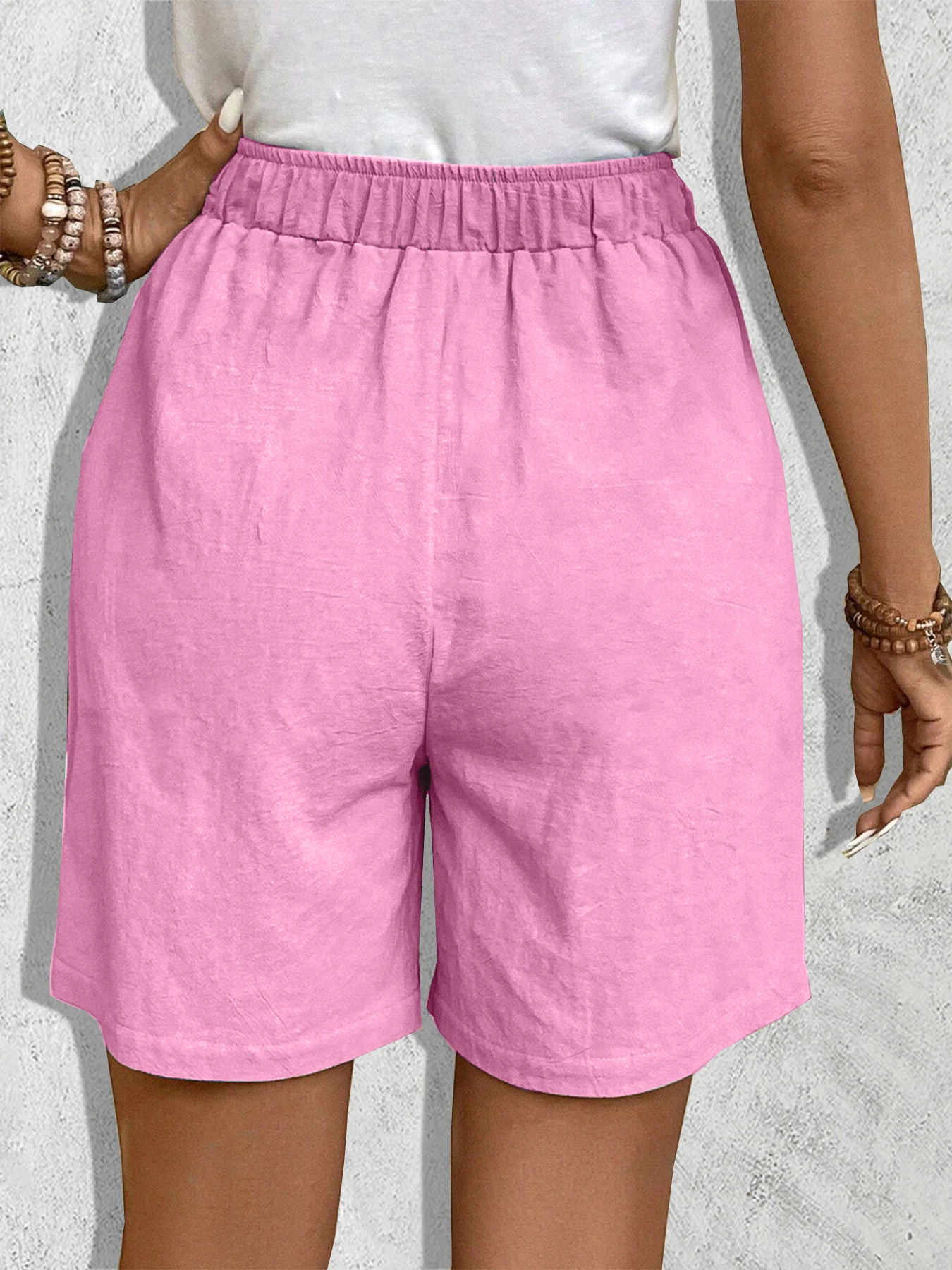 Women’s Solid Color Fashion Casual Elegant Style Shorts Versatile Daily Sports Style Slim and Loose Fitting Straight Leg Pants