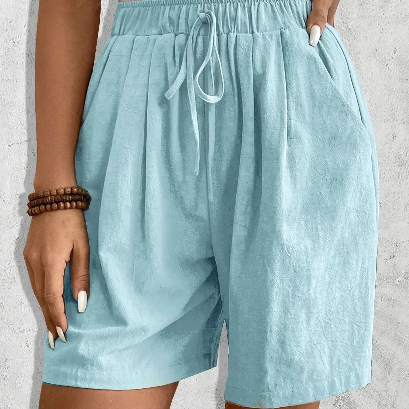 Women’s Solid Color Fashion Casual Elegant Style Shorts Versatile Daily Sports Style Slim and Loose Fitting Straight Leg Pants