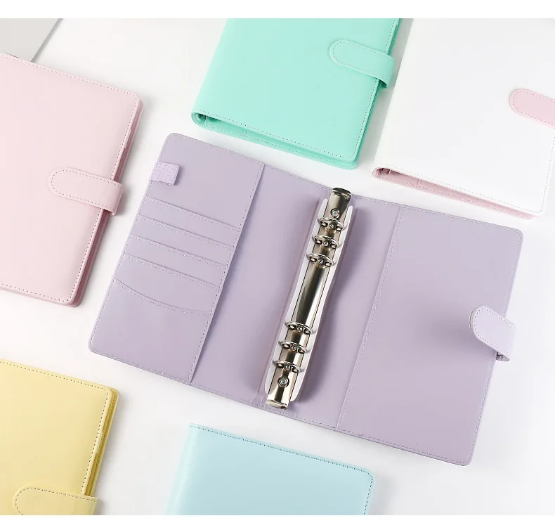 A5 Macaroon Color PU Leather DIY Binder Photocards Collect Book Diary Agenda Planner DIY Cover Album Stationery