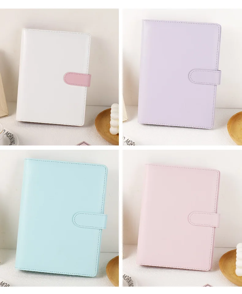 A5 Macaroon Color PU Leather DIY Binder Photocards Collect Book Diary Agenda Planner DIY Cover Album Stationery