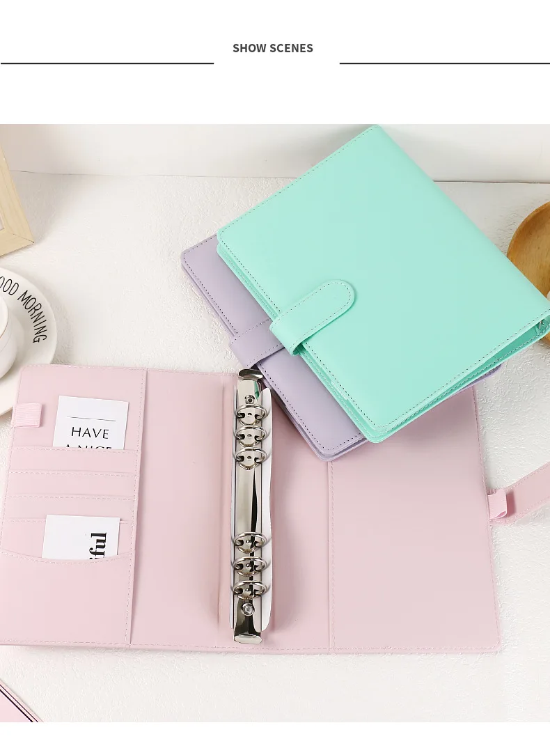 A5 Macaroon Color PU Leather DIY Binder Photocards Collect Book Diary Agenda Planner DIY Cover Album Stationery