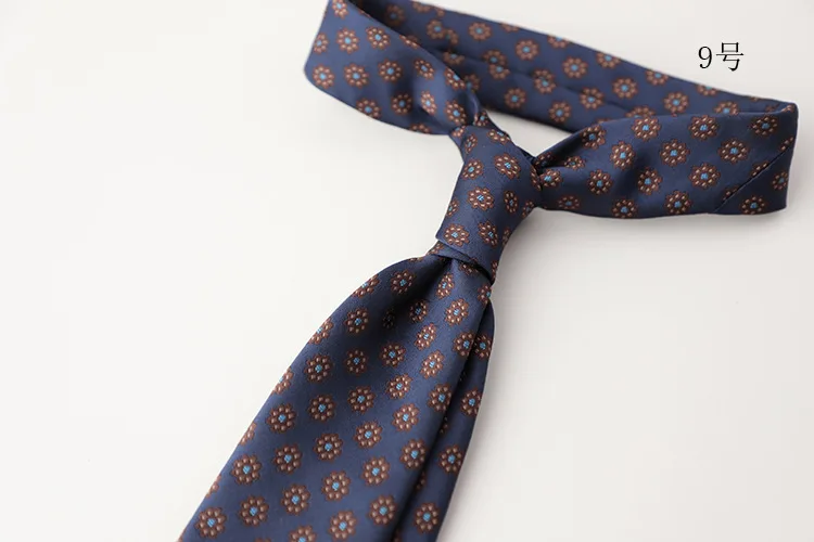 2024 New Design Green Brown Neckties 8cm Men Polyester Flower Neck Tie Young College Student Daily Wear Shirt Accessories Cravat