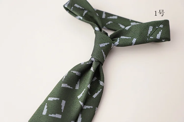 2024 New Design Green Brown Neckties 8cm Men Polyester Flower Neck Tie Young College Student Daily Wear Shirt Accessories Cravat