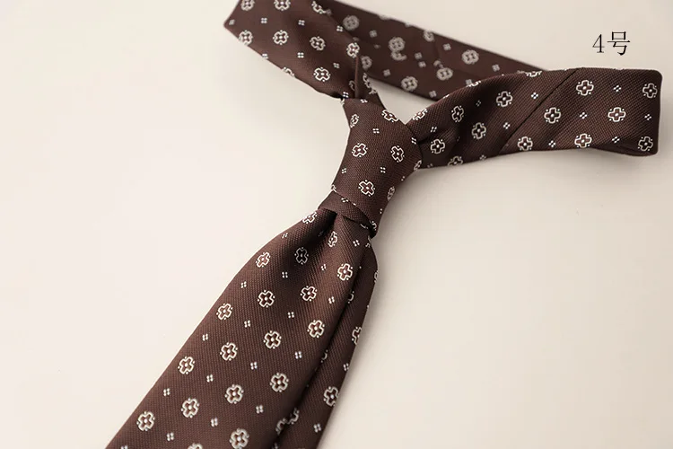2024 New Design Green Brown Neckties 8cm Men Polyester Flower Neck Tie Young College Student Daily Wear Shirt Accessories Cravat