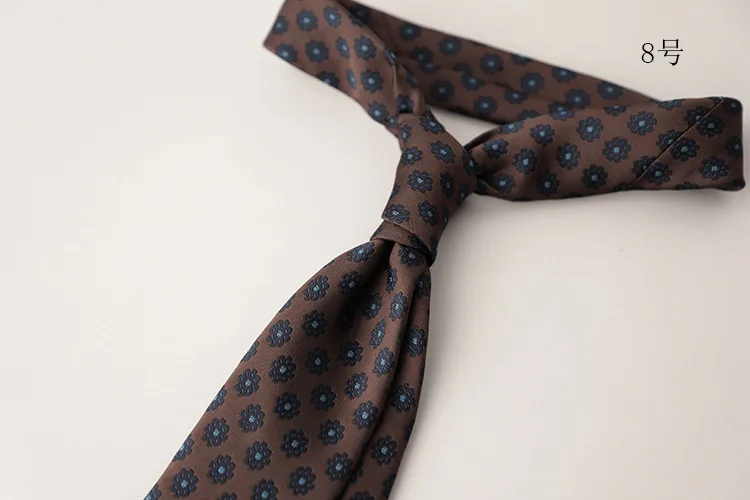 2024 New Design Green Brown Neckties 8cm Men Polyester Flower Neck Tie Young College Student Daily Wear Shirt Accessories Cravat