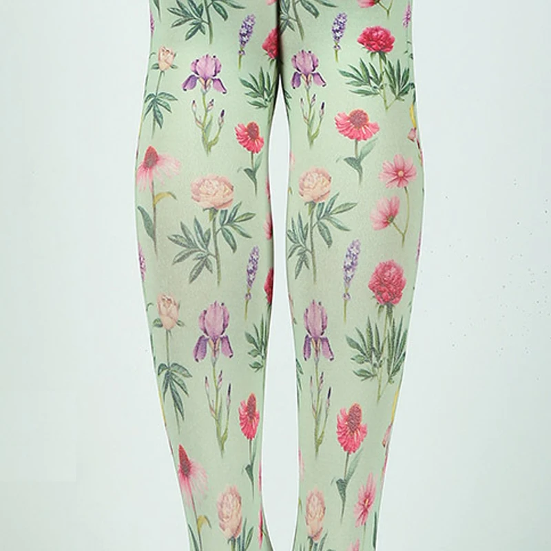 Japanese Style Floral Printed Tattoo Pantyhose Y2k Women Stylish Velvet Stockings Nightclub Tights Sweet Lolita Tattoo Pantyhose