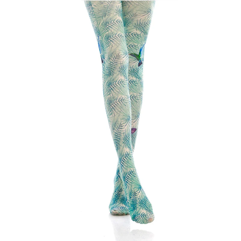 Japanese Style Floral Printed Tattoo Pantyhose Y2k Women Stylish Velvet Stockings Nightclub Tights Sweet Lolita Tattoo Pantyhose