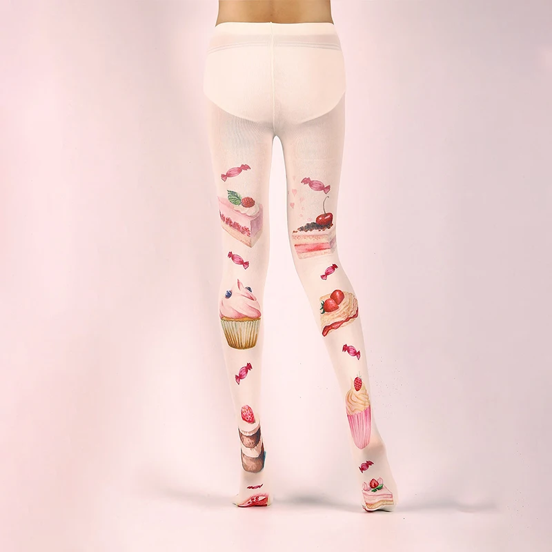 Japanese Style Floral Printed Tattoo Pantyhose Y2k Women Stylish Velvet Stockings Nightclub Tights Sweet Lolita Tattoo Pantyhose