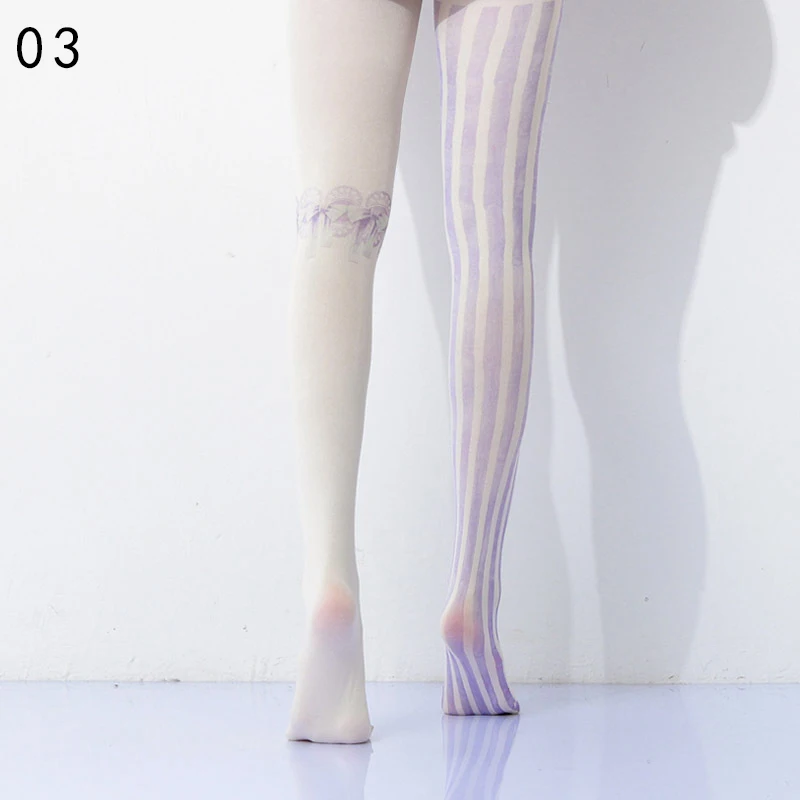 Japanese Style Floral Printed Tattoo Pantyhose Y2k Women Stylish Velvet Stockings Nightclub Tights Sweet Lolita Tattoo Pantyhose
