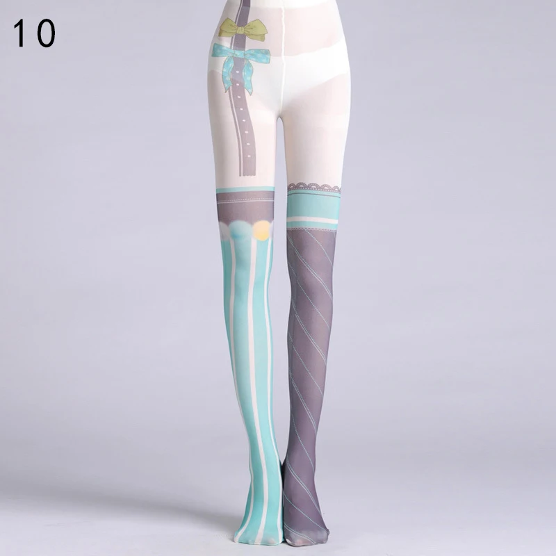 Japanese Style Floral Printed Tattoo Pantyhose Y2k Women Stylish Velvet Stockings Nightclub Tights Sweet Lolita Tattoo Pantyhose