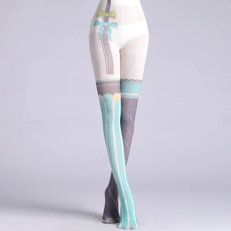 Japanese Style Floral Printed Tattoo Pantyhose Y2k Women Stylish Velvet Stockings Nightclub Tights Sweet Lolita Tattoo Pantyhose