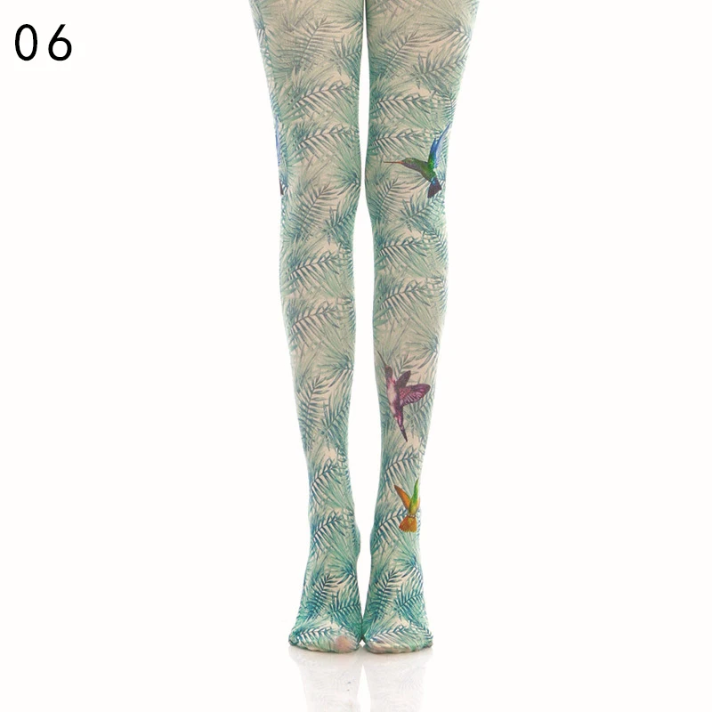 Japanese Style Floral Printed Tattoo Pantyhose Y2k Women Stylish Velvet Stockings Nightclub Tights Sweet Lolita Tattoo Pantyhose