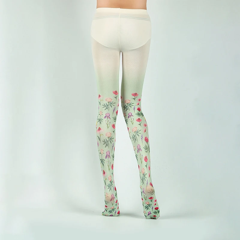 Japanese Style Floral Printed Tattoo Pantyhose Y2k Women Stylish Velvet Stockings Nightclub Tights Sweet Lolita Tattoo Pantyhose