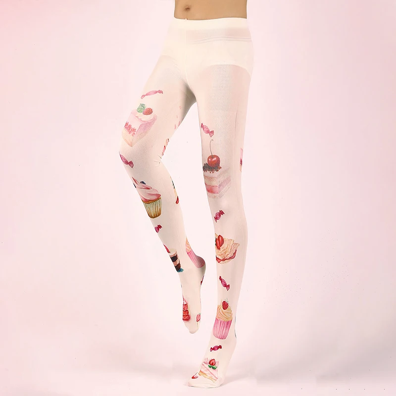 Japanese Style Floral Printed Tattoo Pantyhose Y2k Women Stylish Velvet Stockings Nightclub Tights Sweet Lolita Tattoo Pantyhose