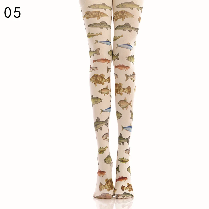 Japanese Style Floral Printed Tattoo Pantyhose Y2k Women Stylish Velvet Stockings Nightclub Tights Sweet Lolita Tattoo Pantyhose