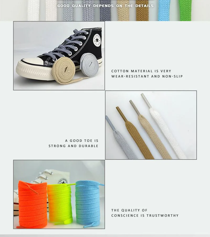 1 Pair Classic Flat Cotton Shoelaces for Sneakers Shoelace High-top Canvas Casual Shoe Laces No Elasticity Shoestrings for Women
