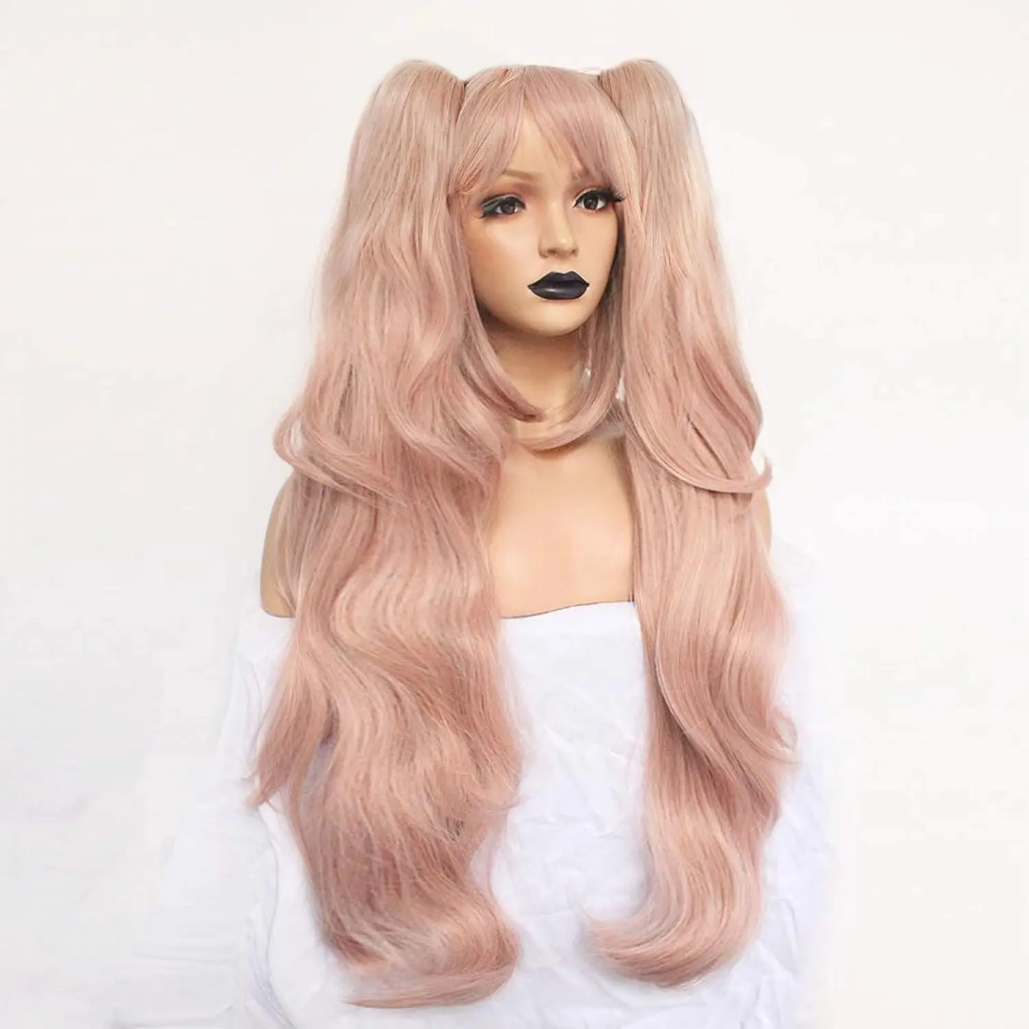 Light Pink Cosplay Wig Long Synthetic Wig For Girls Costume Party Halloween Wig Ponytail Wig for Christmas