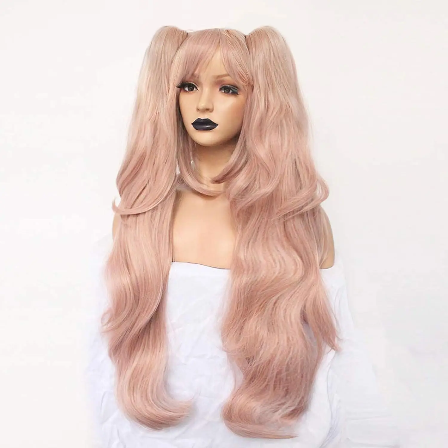Light Pink Cosplay Wig Long Synthetic Wig For Girls Costume Party Halloween Wig Ponytail Wig for Christmas