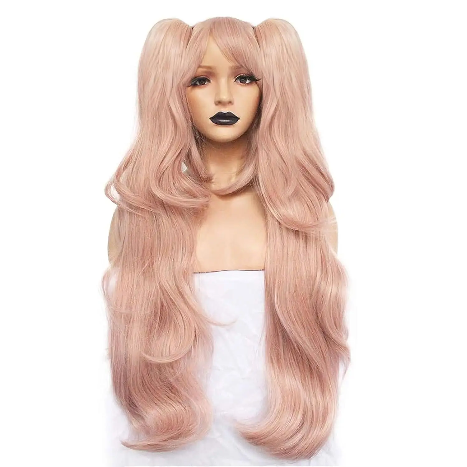 Light Pink Cosplay Wig Long Synthetic Wig For Girls Costume Party Halloween Wig Ponytail Wig for Christmas