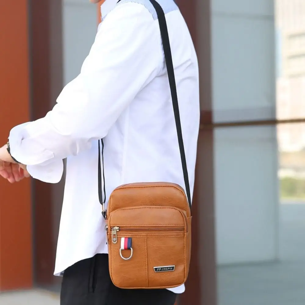 Leather Men's Sling Bag Messenger Shoulder Crossbody Bags Large Capacity Handbags Multifunctional