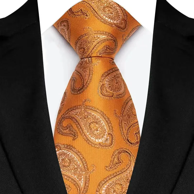 Luxury 8CM Mens Necktie Paisley Floral Ties For Man Jacquard Woven Business Party Accessories Neck Tie For Man