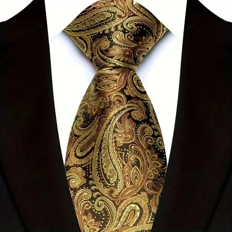 Luxury 8CM Mens Necktie Paisley Floral Ties For Man Jacquard Woven Business Party Accessories Neck Tie For Man