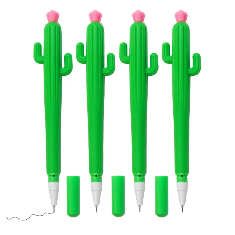 10 Sets of Cute Cartoon Stress Relief Pen Cactus Soft Glue Neutral Pen Student Creative Stationery Prickly Pear Shape Pen