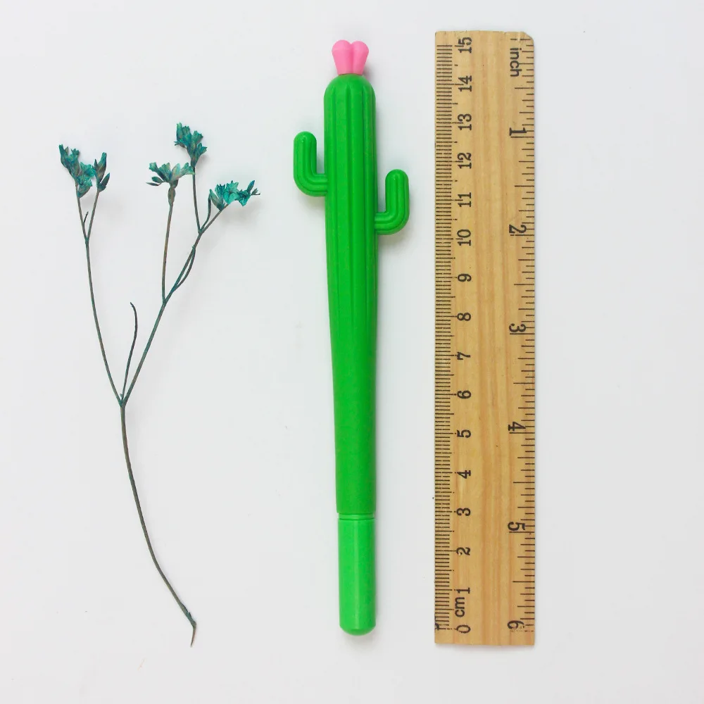 10 Sets of Cute Cartoon Stress Relief Pen Cactus Soft Glue Neutral Pen Student Creative Stationery Prickly Pear Shape Pen