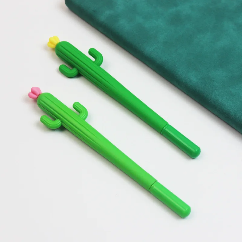 10 Sets of Cute Cartoon Stress Relief Pen Cactus Soft Glue Neutral Pen Student Creative Stationery Prickly Pear Shape Pen