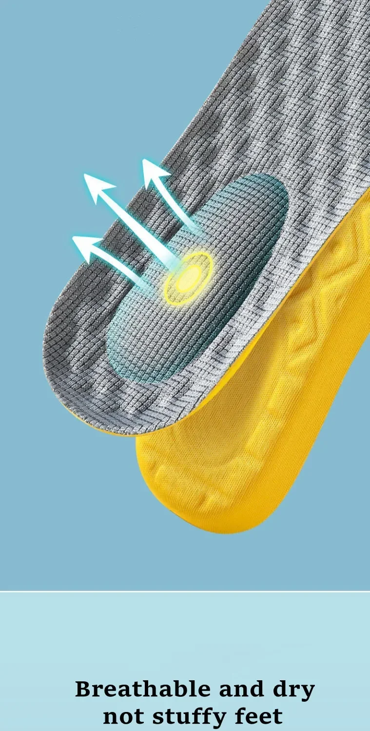 Unisex Memory Foam Arch Support Insoles, Soft Comfort Shoe Pads, Shock Absorbing Inserts for Sneakers, Foot Care for Long Time