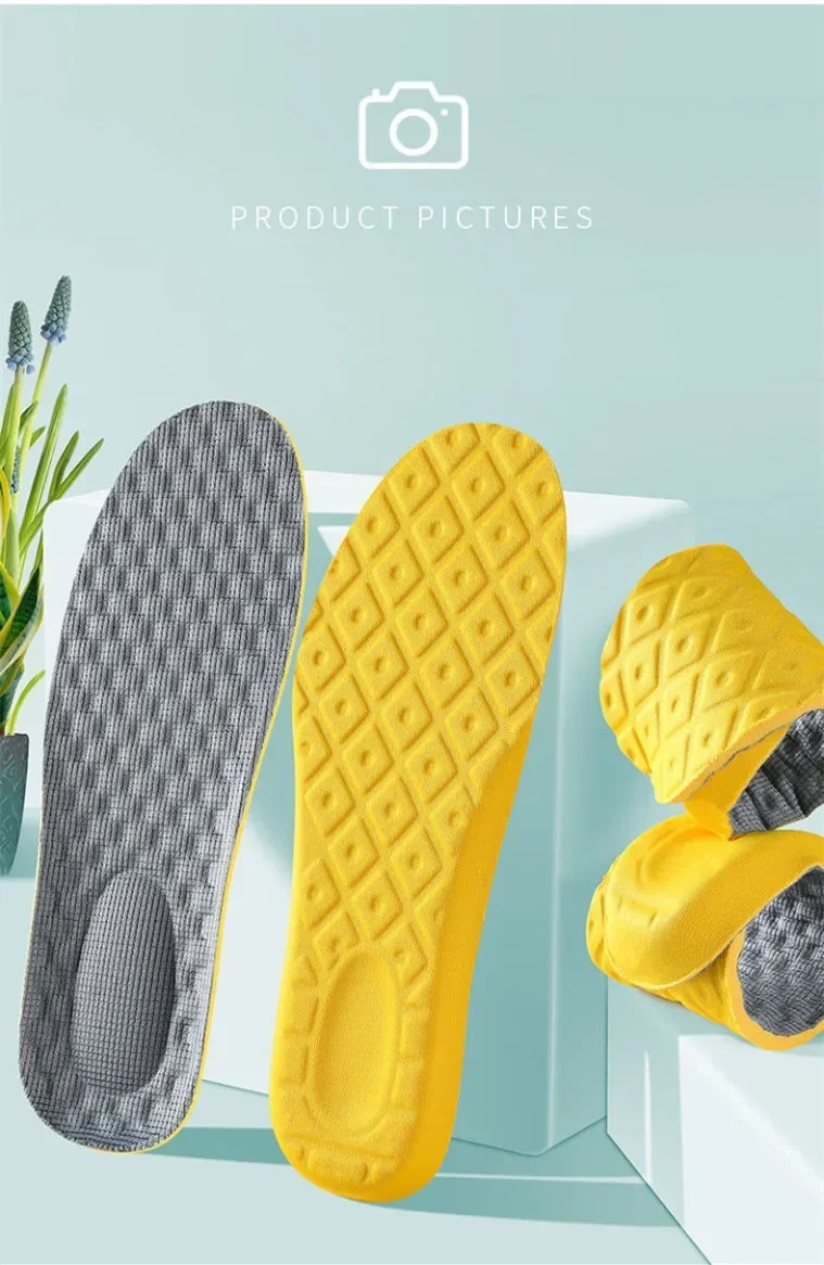 Unisex Memory Foam Arch Support Insoles, Soft Comfort Shoe Pads, Shock Absorbing Inserts for Sneakers, Foot Care for Long Time