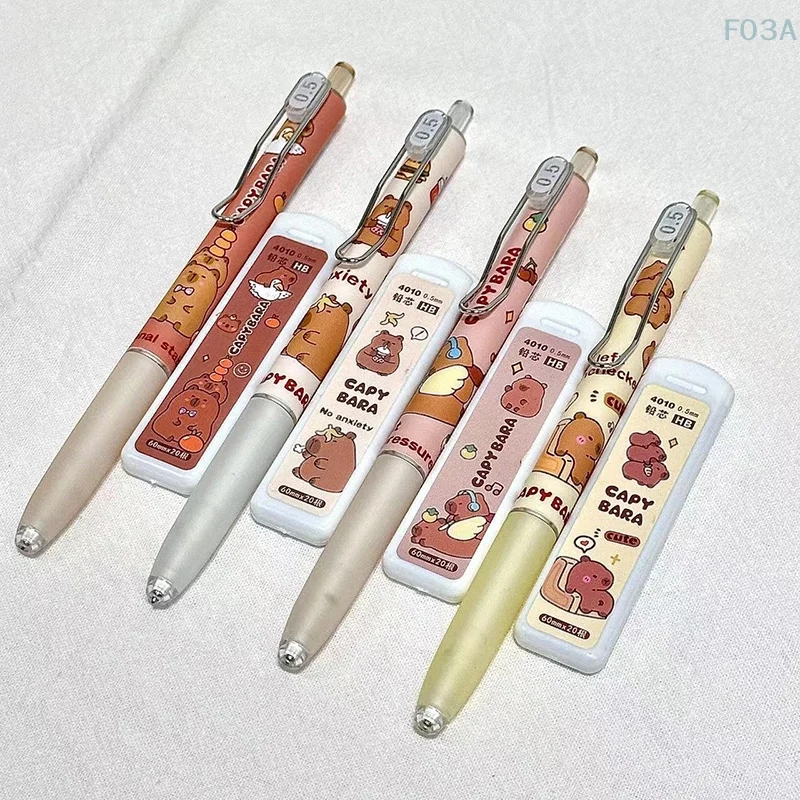 1Set Cartoon Kawaii Capybara Mechanical Pencil Set Cute School Office Writing Tools Creative Cartoon Pencils Stationery Gifts