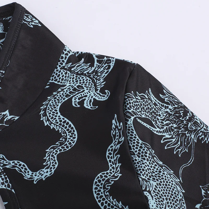 Ins Hotselling Chinese Cheongsam Dress Plus Size Qipao Vintage Dresses Dragon Print Oriental Fashion Streetwear Retro Chinese
