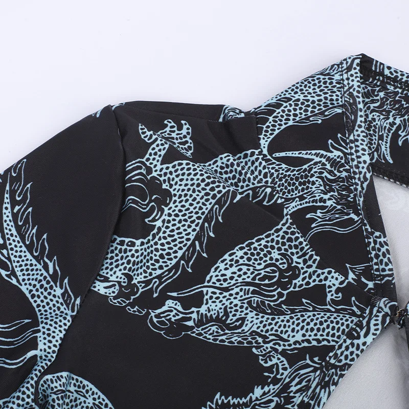 Ins Hotselling Chinese Cheongsam Dress Plus Size Qipao Vintage Dresses Dragon Print Oriental Fashion Streetwear Retro Chinese