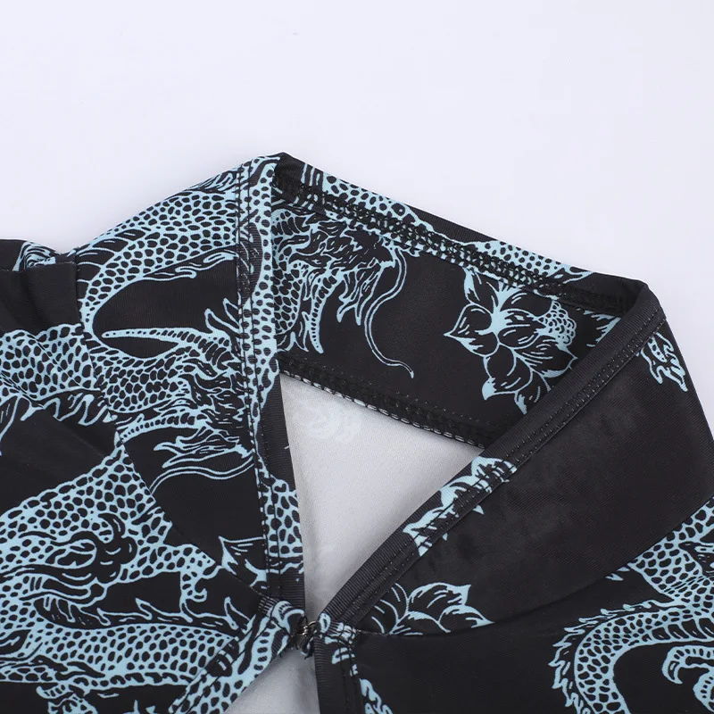 Ins Hotselling Chinese Cheongsam Dress Plus Size Qipao Vintage Dresses Dragon Print Oriental Fashion Streetwear Retro Chinese