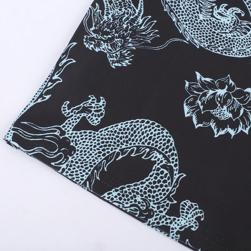 Ins Hotselling Chinese Cheongsam Dress Plus Size Qipao Vintage Dresses Dragon Print Oriental Fashion Streetwear Retro Chinese