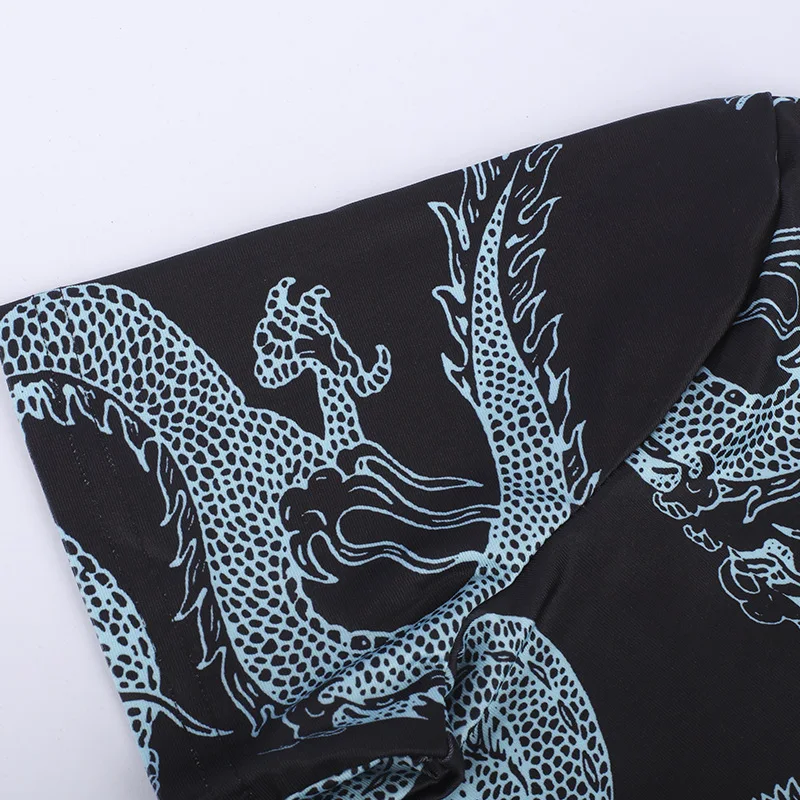 Ins Hotselling Chinese Cheongsam Dress Plus Size Qipao Vintage Dresses Dragon Print Oriental Fashion Streetwear Retro Chinese