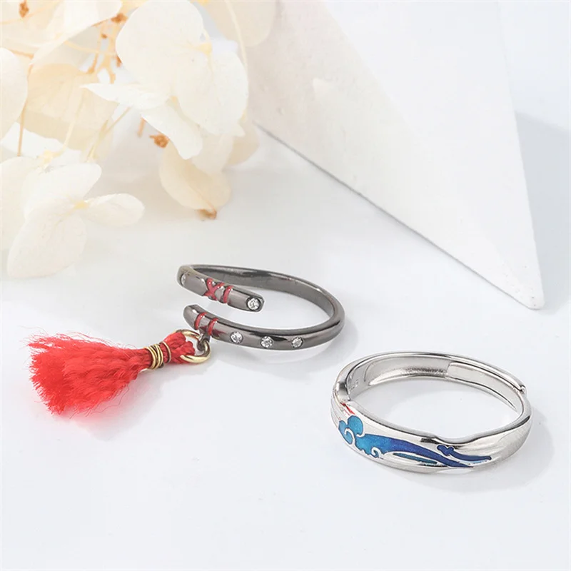 Anime Mo Dao Zu Shi Cosplay Couple Ring Wei WuXian Lan WangJi Lover Rings Ancient Style Jewelry Gift Prop Accessories