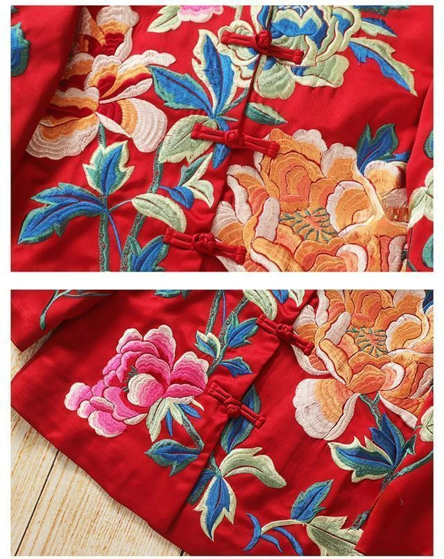 Embroidered Blouse Ethnic Style Retro Embroidery Chinese Blouse Women New Style Jacket Loose Cotton Coat Women's Autumn Hanfu