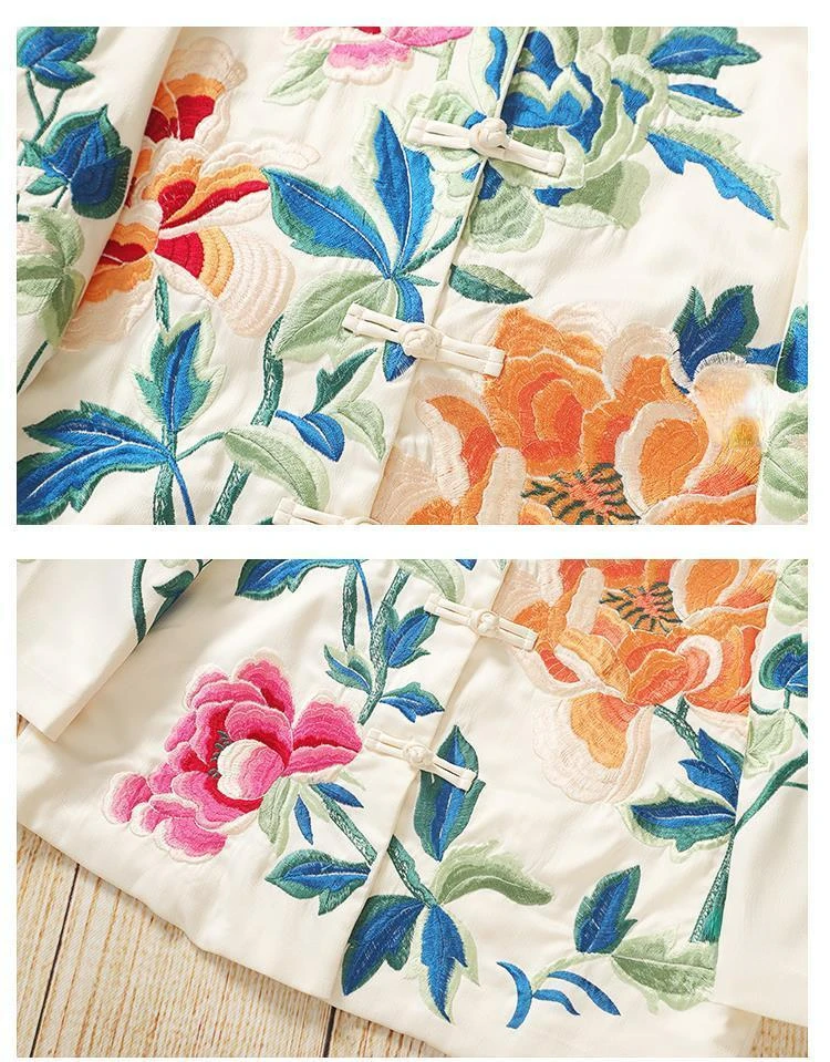 Embroidered Blouse Ethnic Style Retro Embroidery Chinese Blouse Women New Style Jacket Loose Cotton Coat Women's Autumn Hanfu