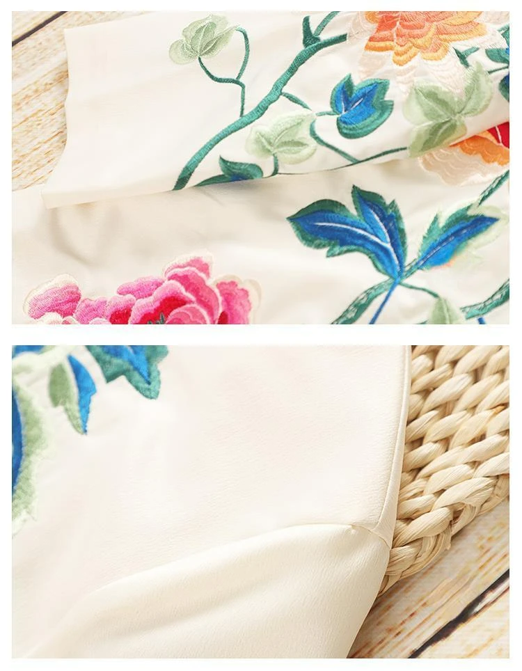 Embroidered Blouse Ethnic Style Retro Embroidery Chinese Blouse Women New Style Jacket Loose Cotton Coat Women's Autumn Hanfu