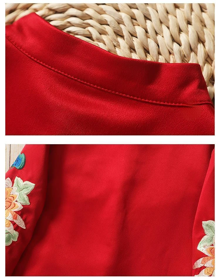 Embroidered Blouse Ethnic Style Retro Embroidery Chinese Blouse Women New Style Jacket Loose Cotton Coat Women's Autumn Hanfu
