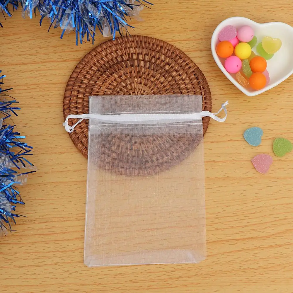 25Pcs/Set Organza Gauze Drawstring Bag Party Supply Christmas Favor Jewelry Packing Pouches Wedding Candy Pocket Gift Bags