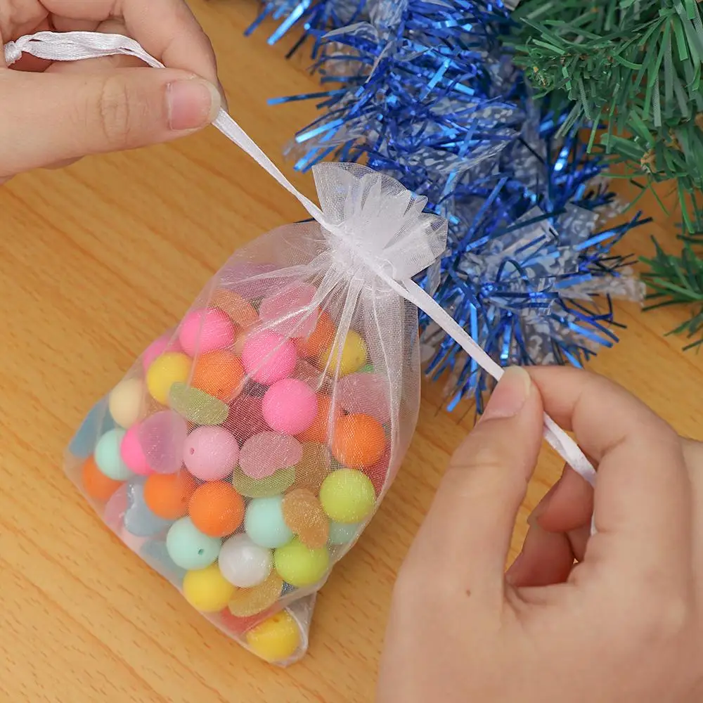 25Pcs/Set Organza Gauze Drawstring Bag Party Supply Christmas Favor Jewelry Packing Pouches Wedding Candy Pocket Gift Bags