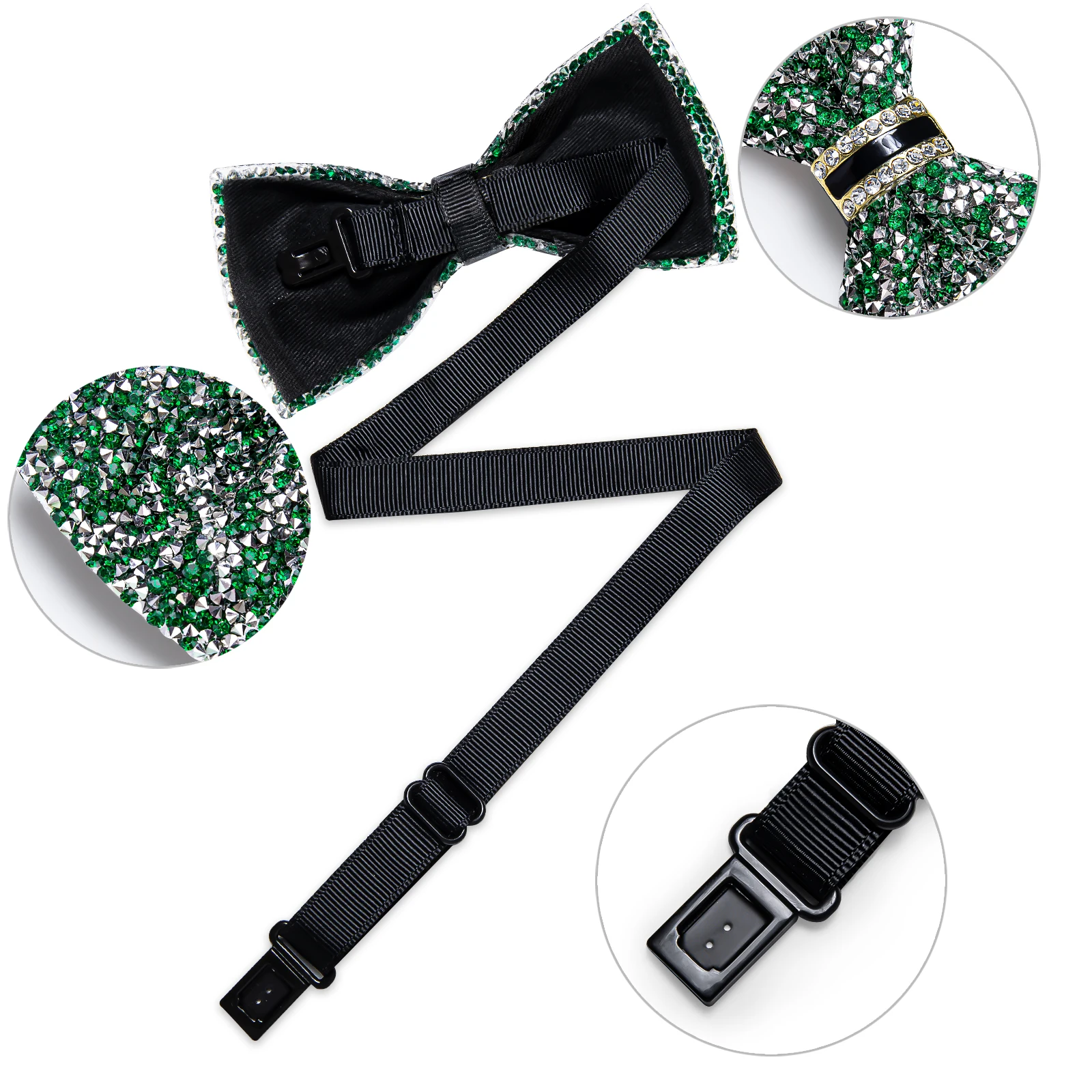 Shinny Rhinestone Diamond Bow Tie Pre-tied Bowknot for Wedding Prom Tuxedo Suits Black Red Green Butterfly Gift for Men