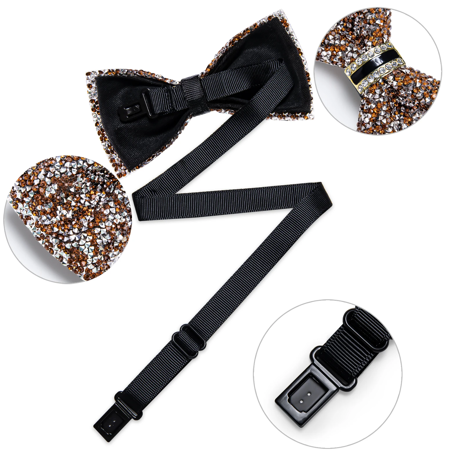 Shinny Rhinestone Diamond Bow Tie Pre-tied Bowknot for Wedding Prom Tuxedo Suits Black Red Green Butterfly Gift for Men