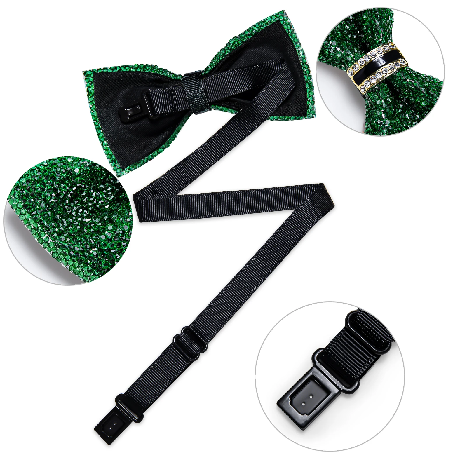 Shinny Rhinestone Diamond Bow Tie Pre-tied Bowknot for Wedding Prom Tuxedo Suits Black Red Green Butterfly Gift for Men
